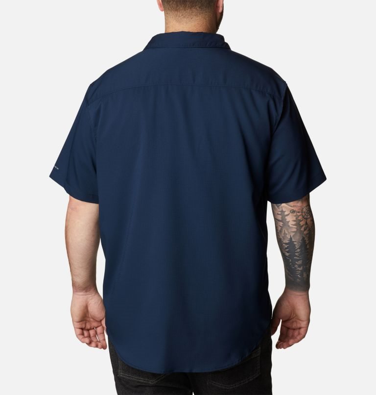 Men's Columbia Utilizer II Solid Short Sleeve Shirts Navy | Plus Size CA-R8564